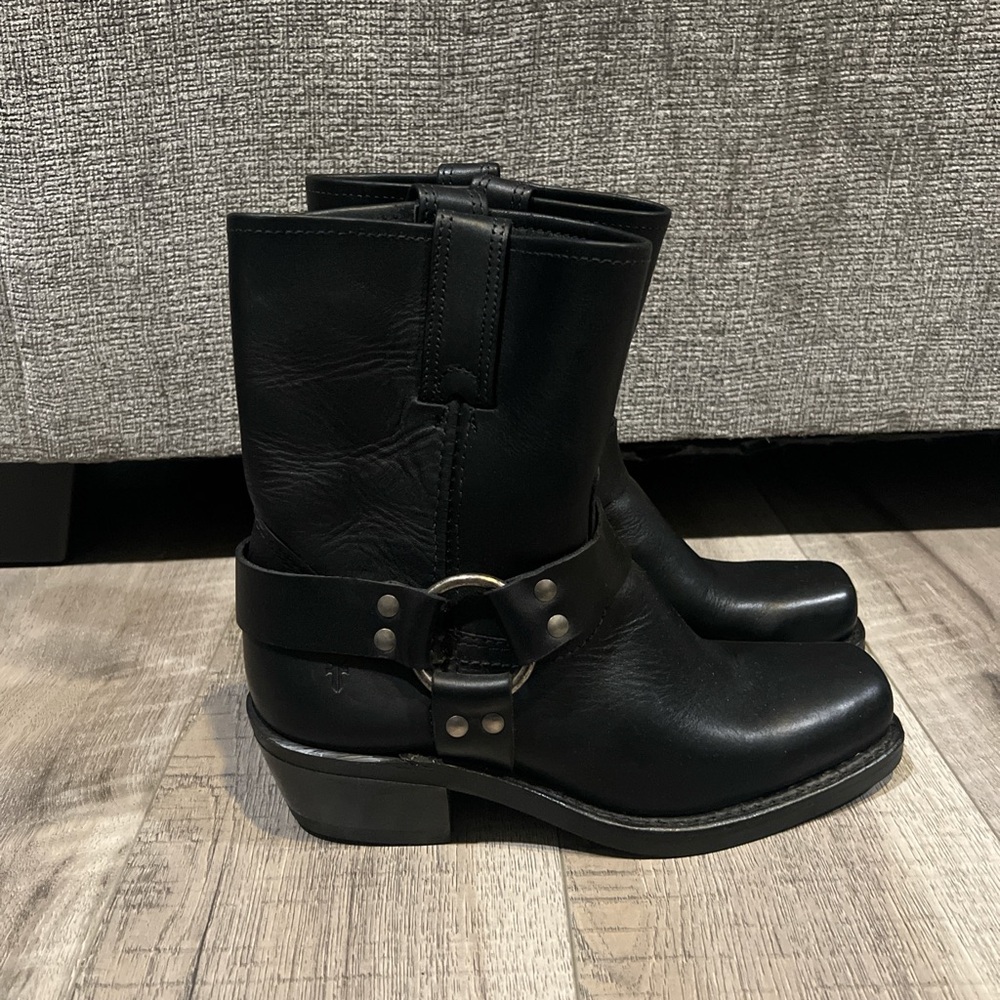 Frye Black Leather Ankle Boots